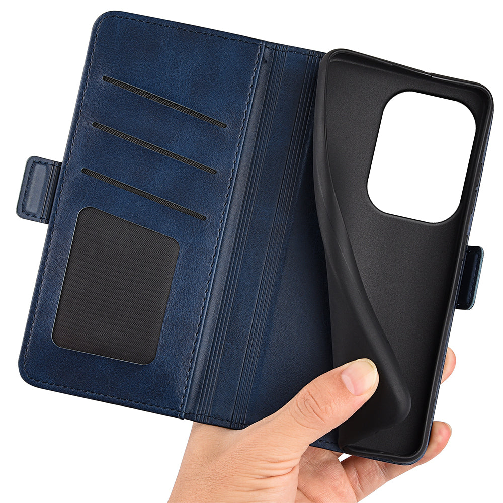 For Xiaomi Redmi Note 13 Pro 4G / Poco M6 Pro 4G Leather Wallet Phone Case Dual Magnetic Clasp - Blue