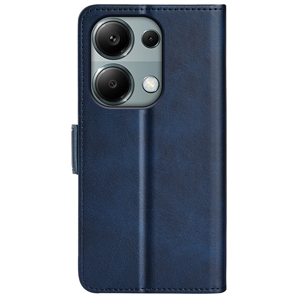 For Xiaomi Redmi Note 13 Pro 4G / Poco M6 Pro 4G Leather Wallet Phone Case Dual Magnetic Clasp - Blue