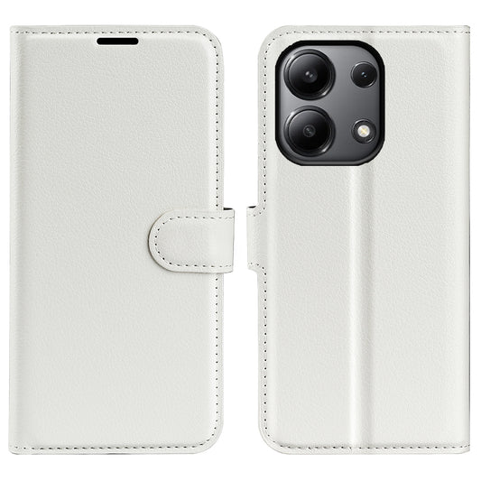 For Xiaomi Redmi Note 13 4G Phone Case Wallet Litchi Texture Leather Flip Cover - White