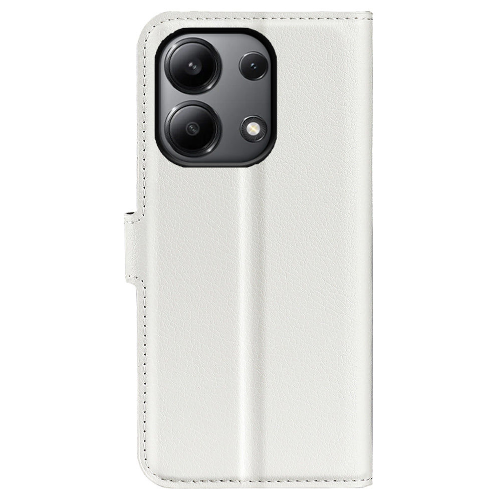 For Xiaomi Redmi Note 13 4G Phone Case Wallet Litchi Texture Leather Flip Cover - White