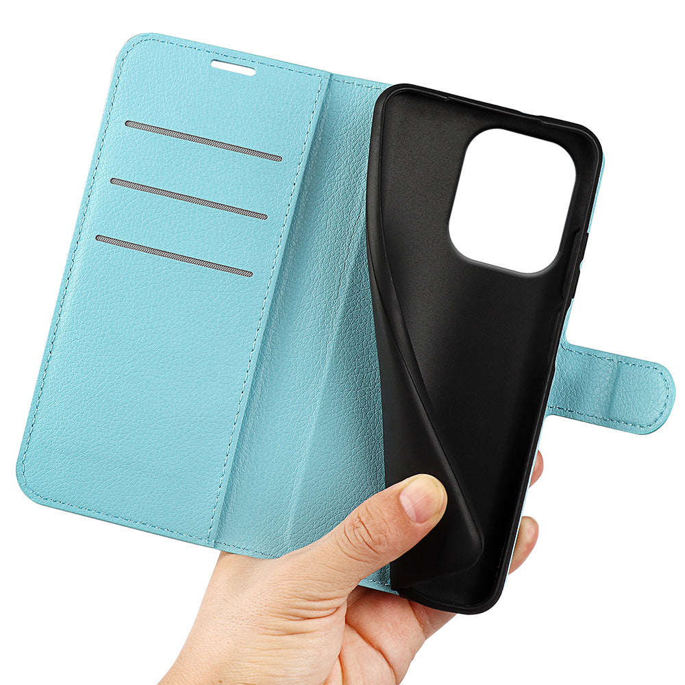 For Xiaomi Redmi Note 13 4G Phone Case Wallet Litchi Texture Leather Flip Cover - Blue