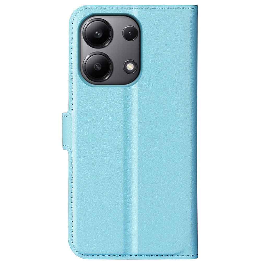 For Xiaomi Redmi Note 13 4G Phone Case Wallet Litchi Texture Leather Flip Cover - Blue
