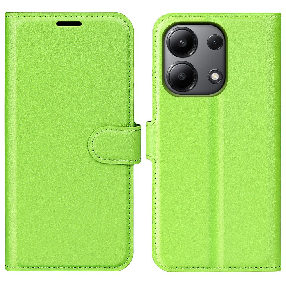 For Xiaomi Redmi Note 13 4G Phone Case Wallet Litchi Texture Leather Flip Cover - Green