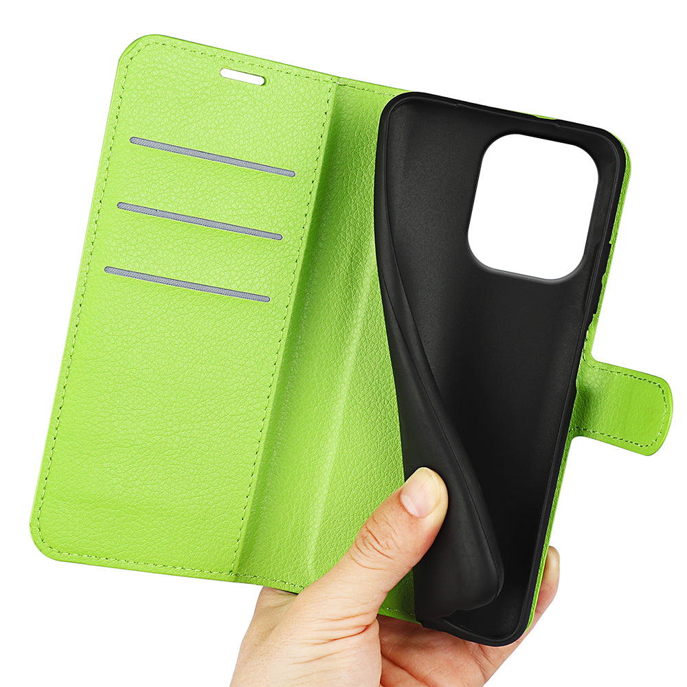 For Xiaomi Redmi Note 13 4G Phone Case Wallet Litchi Texture Leather Flip Cover - Green