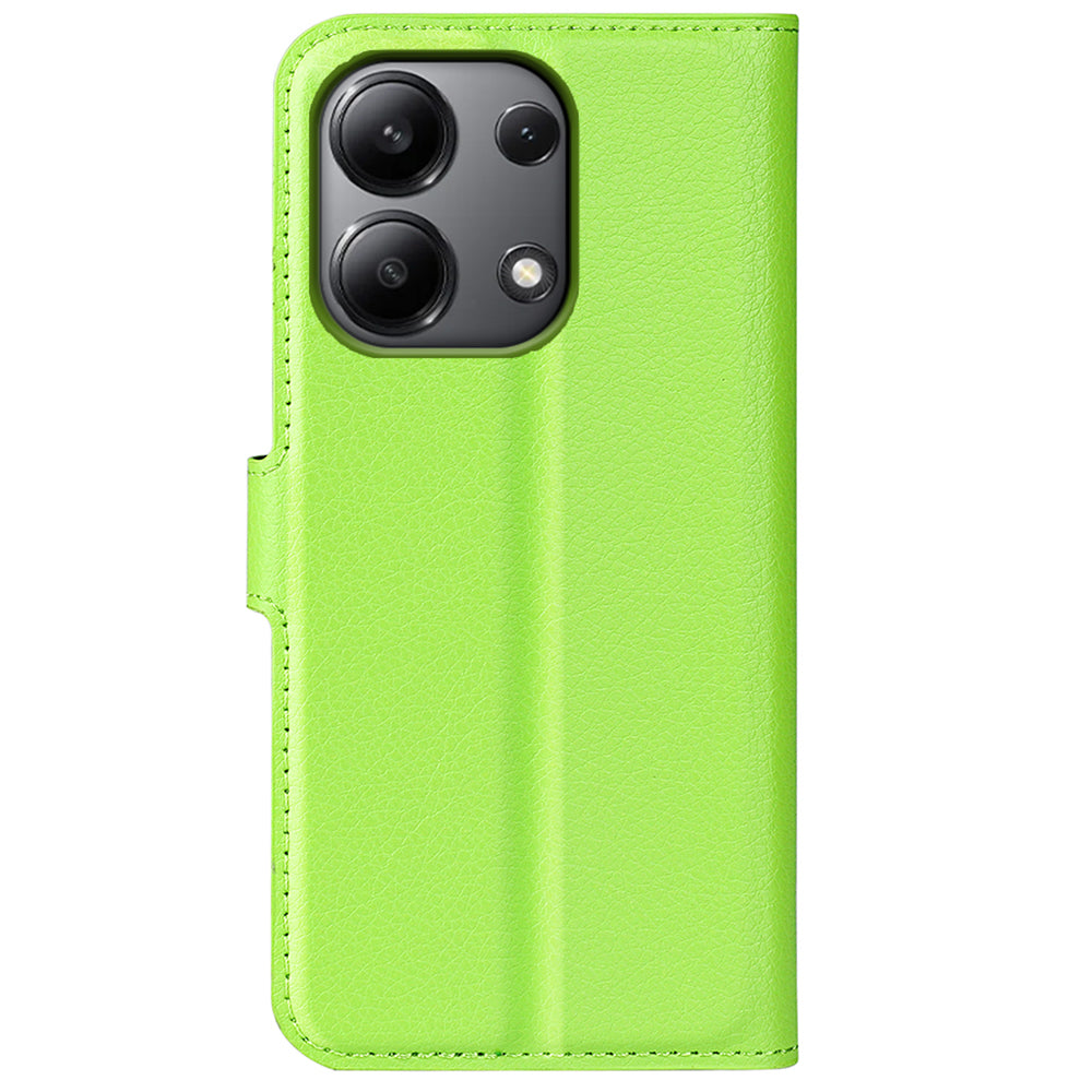 For Xiaomi Redmi Note 13 4G Phone Case Wallet Litchi Texture Leather Flip Cover - Green