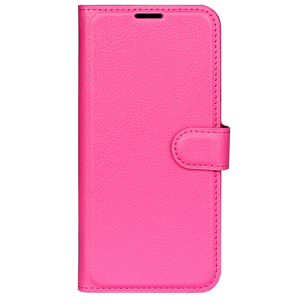 For Xiaomi Redmi Note 13 4G Phone Case Wallet Litchi Texture Leather Flip Cover - Rose