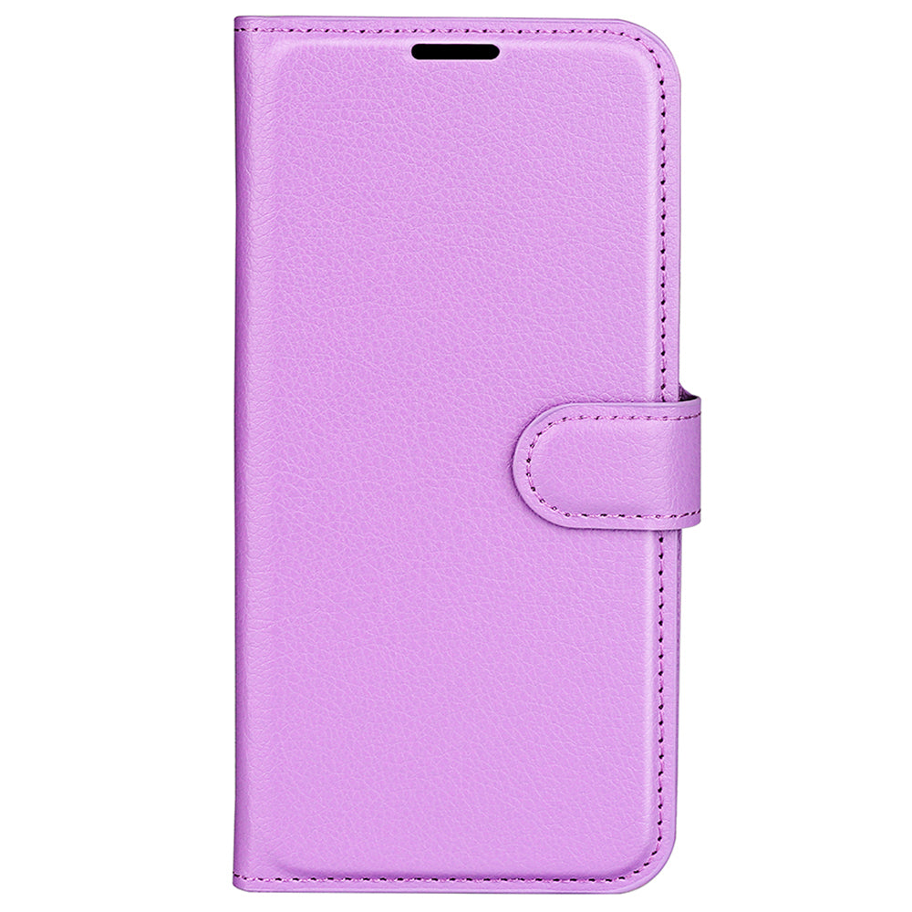 For Xiaomi Redmi Note 13 4G Phone Case Wallet Litchi Texture Leather Flip Cover - Purple