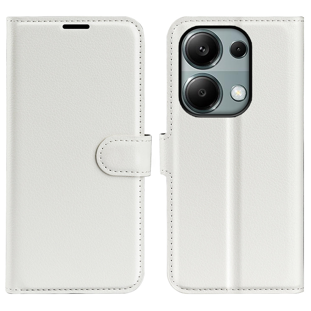 For Xiaomi Redmi Note 13 Pro 4G / Poco M6 Pro 4G Case Litchi Texture Leather Phone Cover with Wallet - White