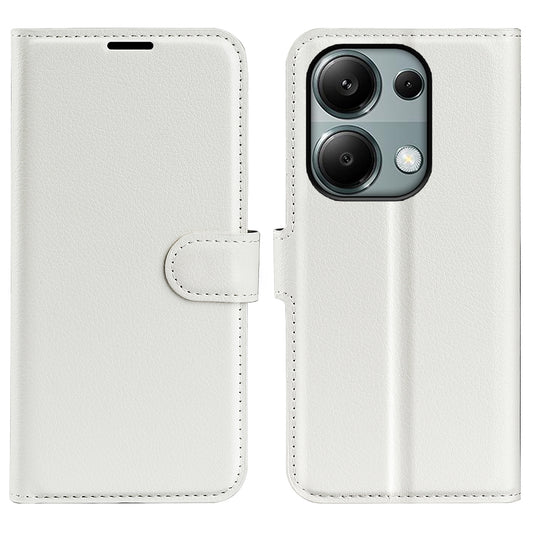 For Xiaomi Redmi Note 13 Pro 4G / Poco M6 Pro 4G Case Litchi Texture Leather Phone Cover with Wallet - White