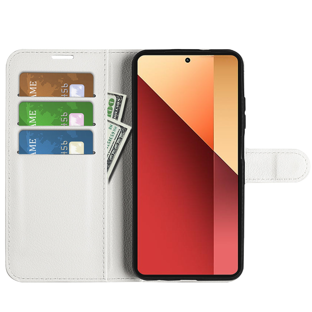 For Xiaomi Redmi Note 13 Pro 4G / Poco M6 Pro 4G Case Litchi Texture Leather Phone Cover with Wallet - White
