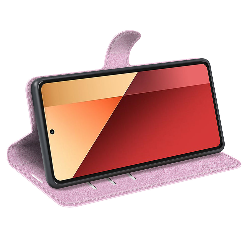 For Xiaomi Redmi Note 13 Pro 4G / Poco M6 Pro 4G Case Litchi Texture Leather Phone Cover with Wallet - Pink