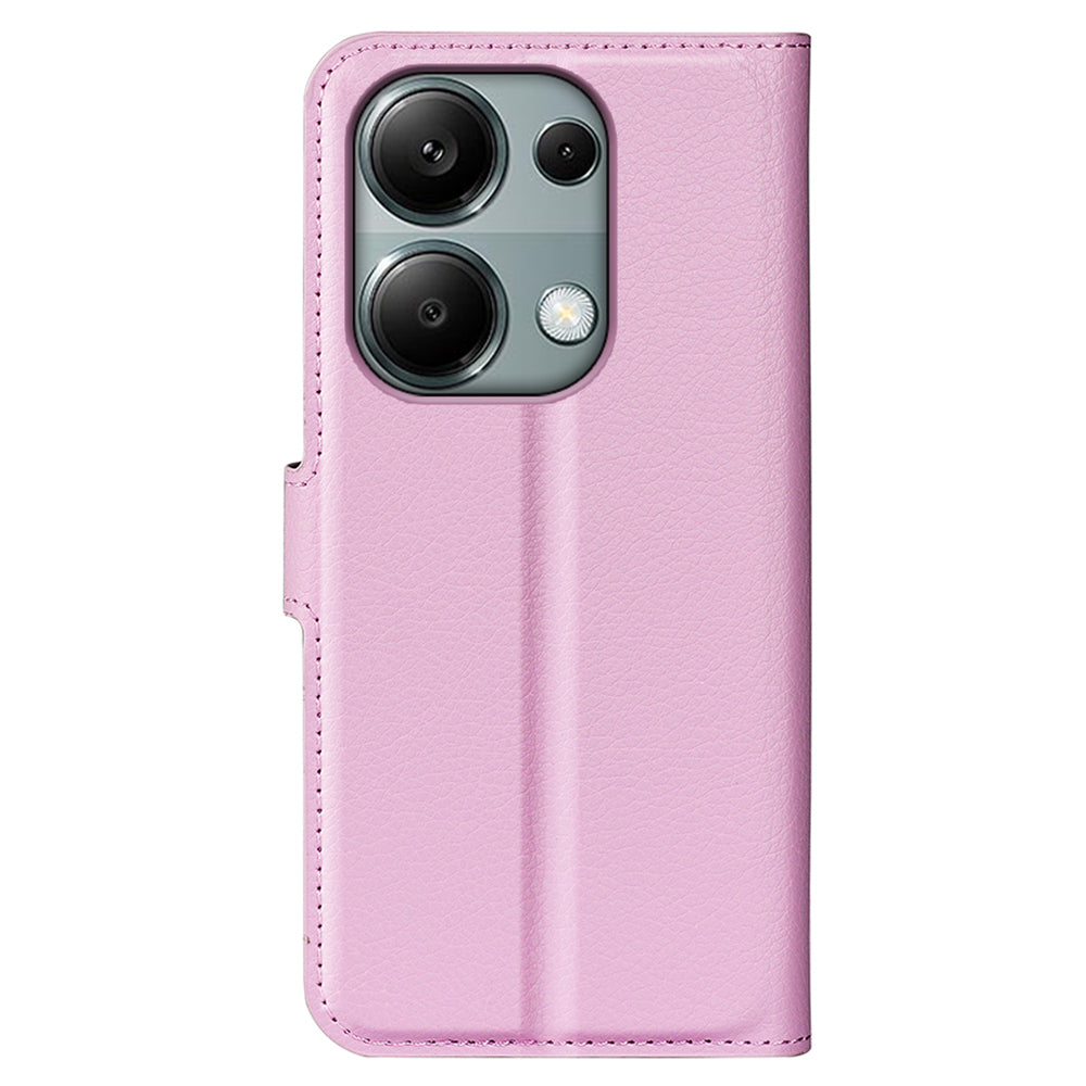 For Xiaomi Redmi Note 13 Pro 4G / Poco M6 Pro 4G Case Litchi Texture Leather Phone Cover with Wallet - Pink