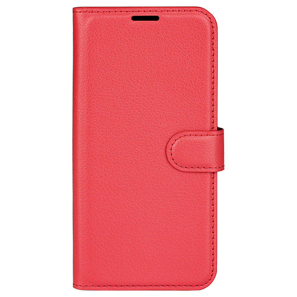 For Xiaomi Redmi Note 13 Pro 4G / Poco M6 Pro 4G Case Litchi Texture Leather Phone Cover with Wallet - Red