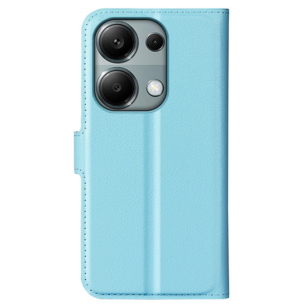 For Xiaomi Redmi Note 13 Pro 4G / Poco M6 Pro 4G Case Litchi Texture Leather Phone Cover with Wallet - Blue