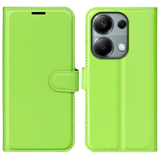 For Xiaomi Redmi Note 13 Pro 4G / Poco M6 Pro 4G Case Litchi Texture Leather Phone Cover with Wallet - Green
