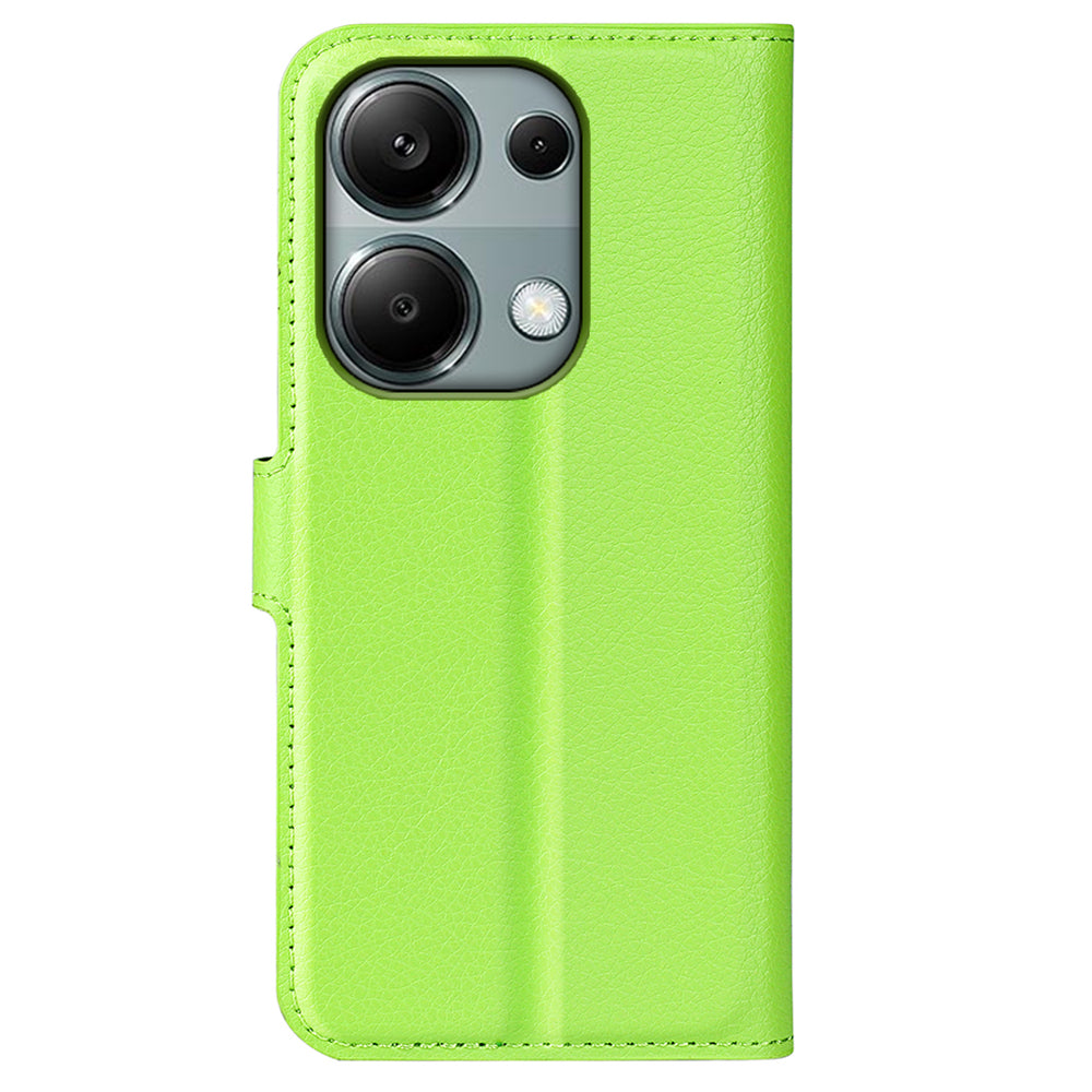 For Xiaomi Redmi Note 13 Pro 4G / Poco M6 Pro 4G Case Litchi Texture Leather Phone Cover with Wallet - Green