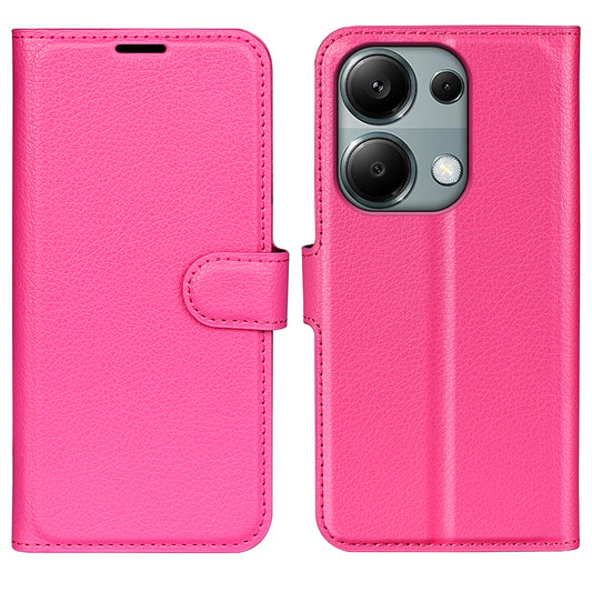 For Xiaomi Redmi Note 13 Pro 4G / Poco M6 Pro 4G Case Litchi Texture Leather Phone Cover with Wallet - Rose