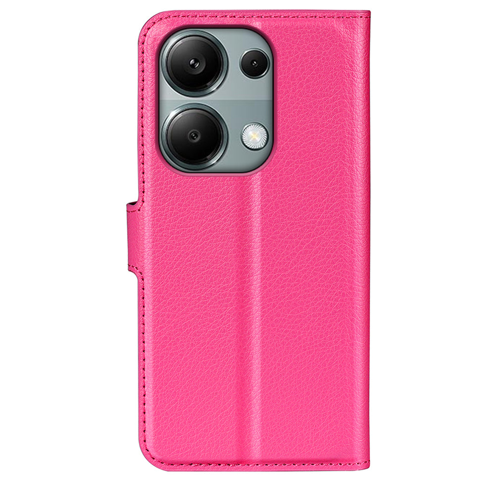 For Xiaomi Redmi Note 13 Pro 4G / Poco M6 Pro 4G Case Litchi Texture Leather Phone Cover with Wallet - Rose