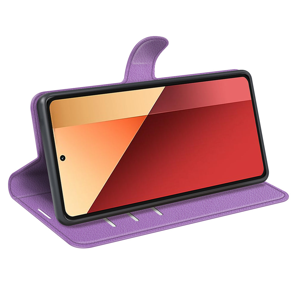 For Xiaomi Redmi Note 13 Pro 4G / Poco M6 Pro 4G Case Litchi Texture Leather Phone Cover with Wallet - Purple