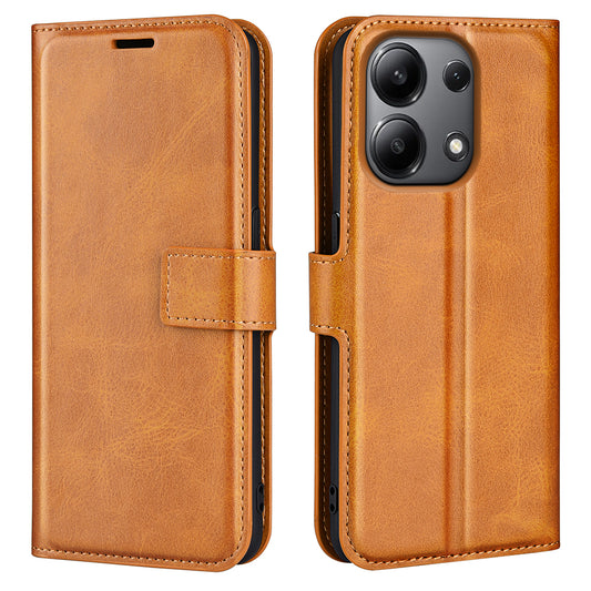 For Xiaomi Redmi Note 13 4G Leather Wallet Case Flip Phone Cover Magnetic Clasp - Yellow