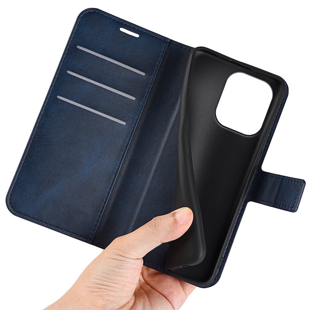 For Xiaomi Redmi Note 13 4G Leather Wallet Case Flip Phone Cover Magnetic Clasp - Blue