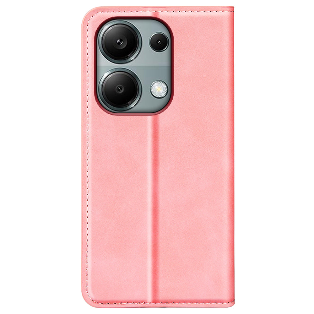 For Xiaomi Redmi Note 13 Pro 4G / Poco M6 Pro 4G Case Skin-Feel PU Leather Wallet Flip Phone Cover - Pink
