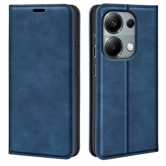 For Xiaomi Redmi Note 13 Pro 4G / Poco M6 Pro 4G Case Skin-Feel PU Leather Wallet Flip Phone Cover - Blue