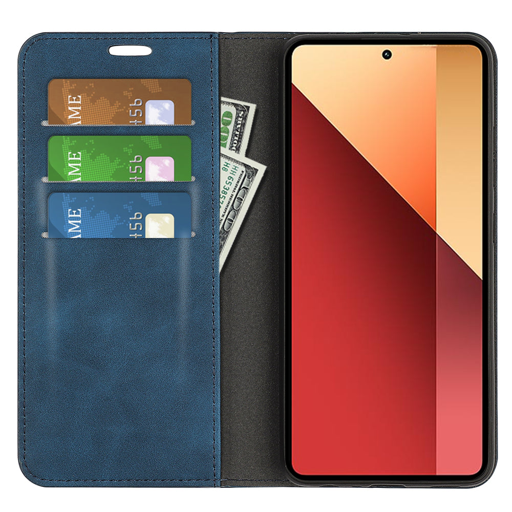 For Xiaomi Redmi Note 13 Pro 4G / Poco M6 Pro 4G Case Skin-Feel PU Leather Wallet Flip Phone Cover - Blue