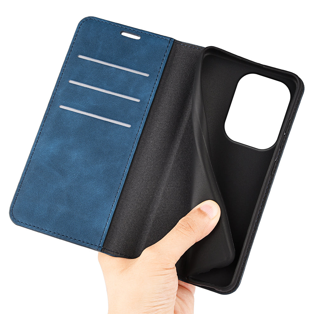 For Xiaomi Redmi Note 13 Pro 4G / Poco M6 Pro 4G Case Skin-Feel PU Leather Wallet Flip Phone Cover - Blue