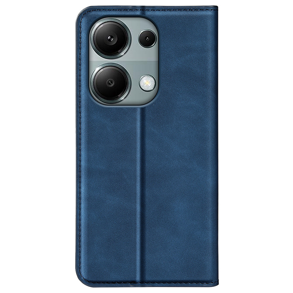 For Xiaomi Redmi Note 13 Pro 4G / Poco M6 Pro 4G Case Skin-Feel PU Leather Wallet Flip Phone Cover - Blue