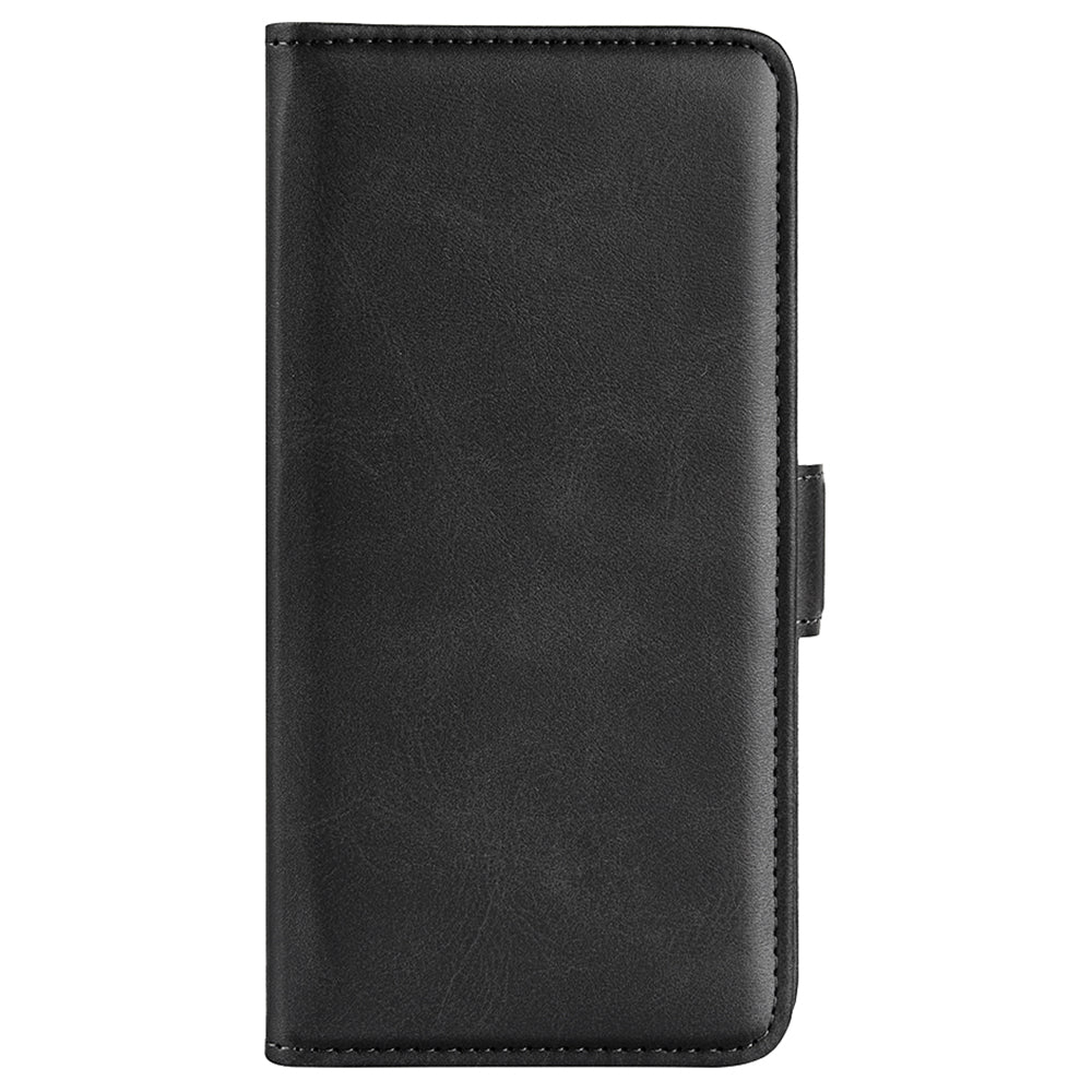 For Xiaomi Redmi Note 13 4G Cell Phone Case Dual Magnetic Clasp Leather Protective Cover - Black