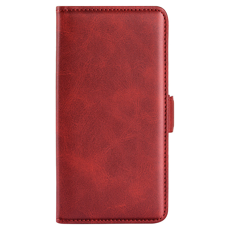 For Xiaomi Redmi Note 13 4G Cell Phone Case Dual Magnetic Clasp Leather Protective Cover - Red
