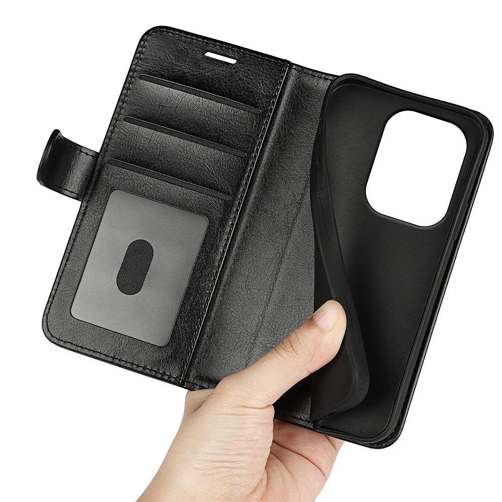For Xiaomi Redmi Note 13 Pro 4G / Poco M6 Pro 4G Leather Flip Phone Case Crazy Horse Texture - Black