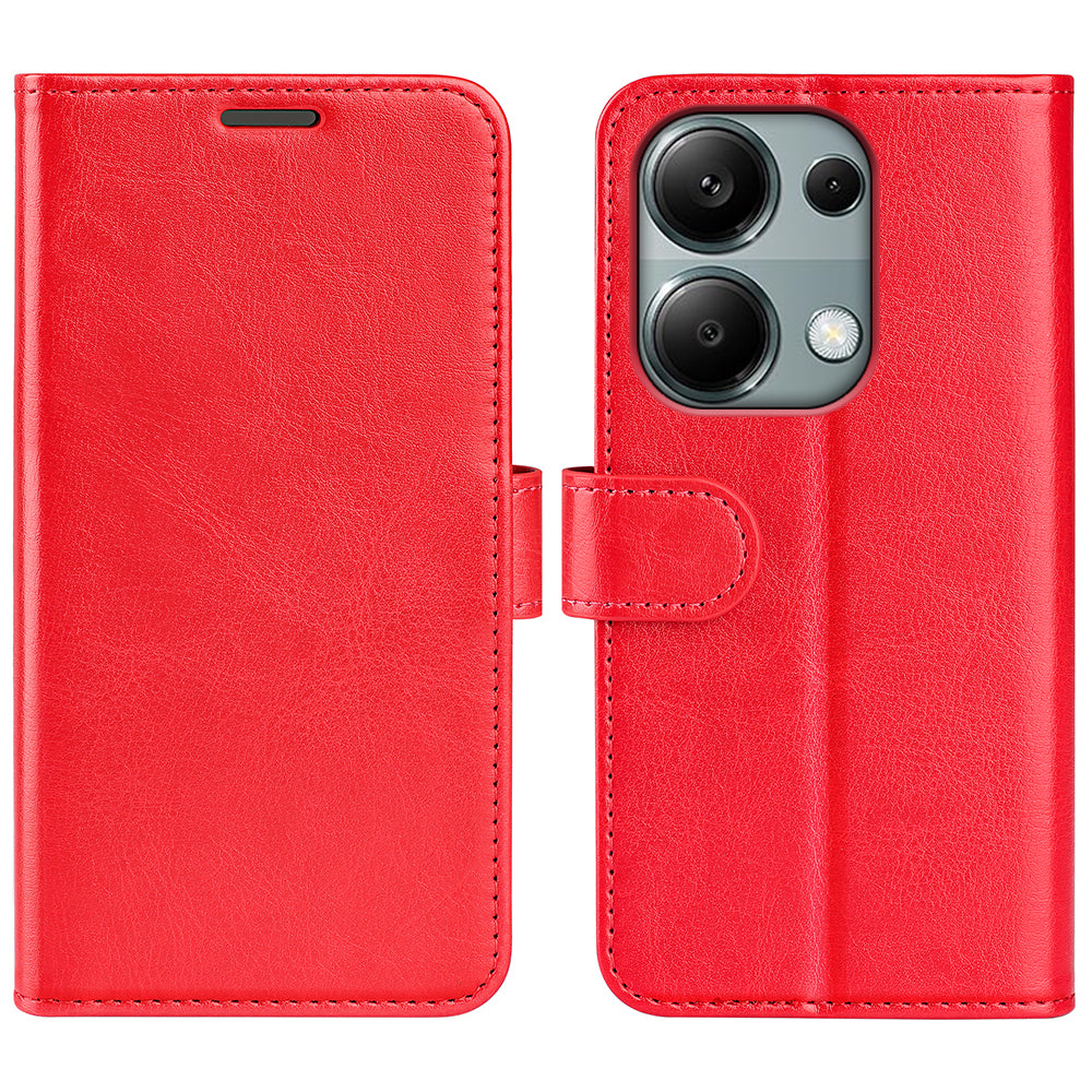 For Xiaomi Redmi Note 13 Pro 4G / Poco M6 Pro 4G Leather Flip Phone Case Crazy Horse Texture - Red