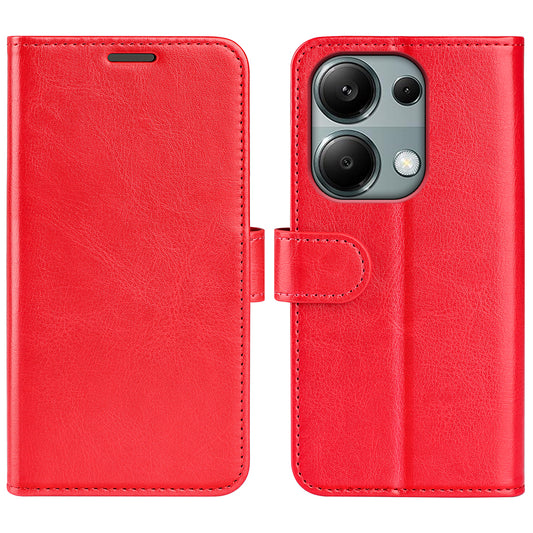 For Xiaomi Redmi Note 13 Pro 4G / Poco M6 Pro 4G Leather Flip Phone Case Crazy Horse Texture - Red