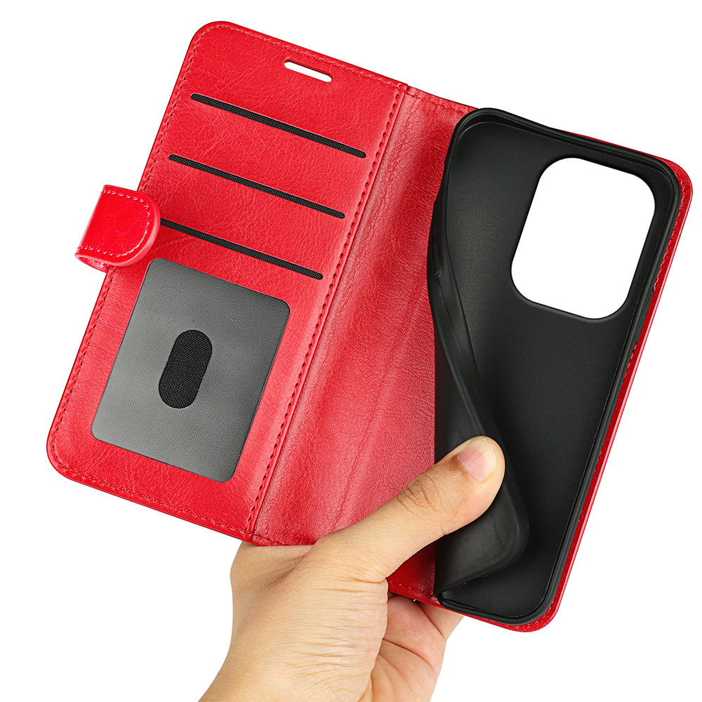 For Xiaomi Redmi Note 13 Pro 4G / Poco M6 Pro 4G Leather Flip Phone Case Crazy Horse Texture - Red