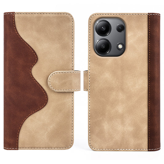 For Xiaomi Redmi Note 13 4G Case Leather Wallet Phone Cover Color Splicing - Yellow
