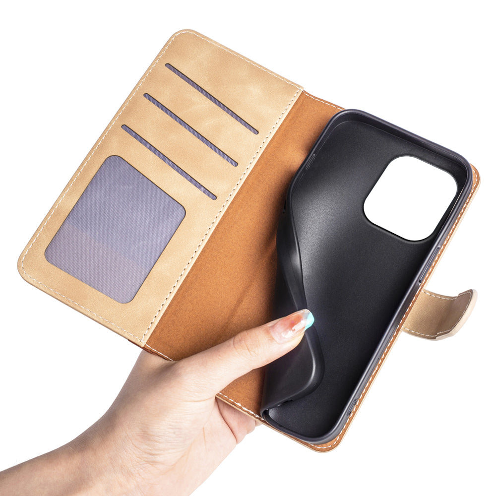 For Xiaomi Redmi Note 13 4G Case Leather Wallet Phone Cover Color Splicing - Yellow