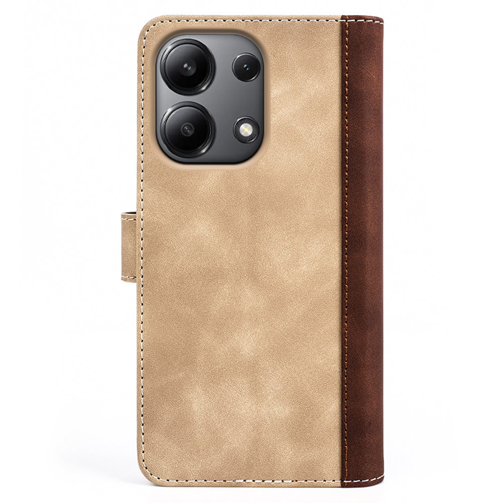 For Xiaomi Redmi Note 13 4G Case Leather Wallet Phone Cover Color Splicing - Yellow