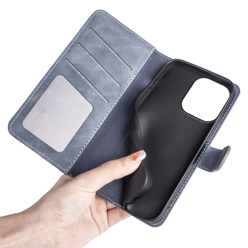 For Xiaomi Redmi Note 13 4G Case Leather Wallet Phone Cover Color Splicing - Blue