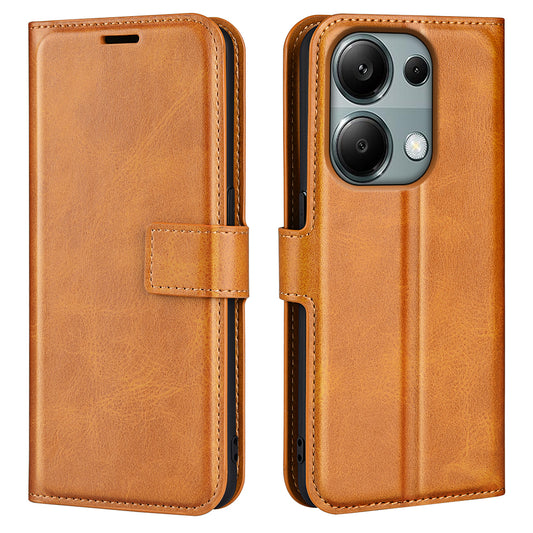 For Xiaomi Redmi Note 13 Pro 4G / Poco M6 Pro 4G Cover Magnetic Clasp PU Leather Folio Flip Phone Wallet Case - Yellow