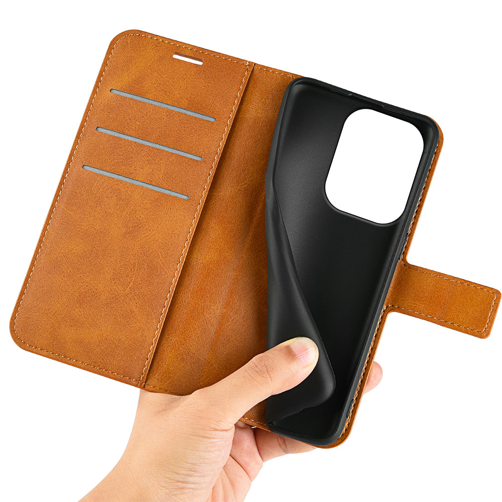 For Xiaomi Redmi Note 13 Pro 4G / Poco M6 Pro 4G Cover Magnetic Clasp PU Leather Folio Flip Phone Wallet Case - Yellow