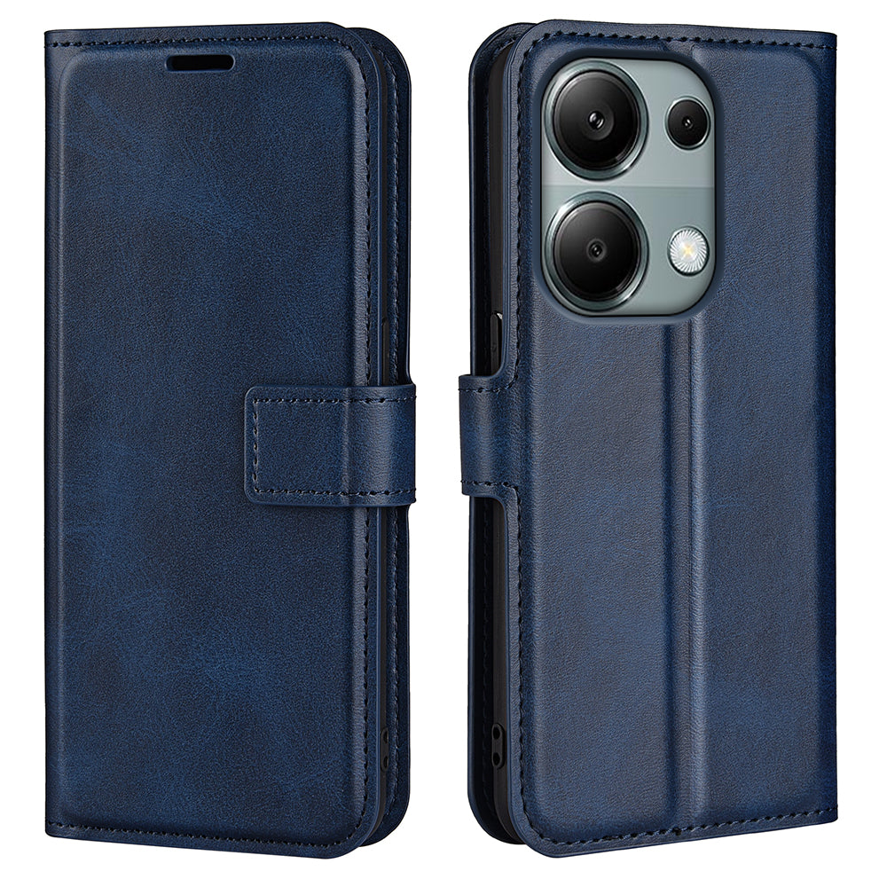For Xiaomi Redmi Note 13 Pro 4G / Poco M6 Pro 4G Cover Magnetic Clasp PU Leather Folio Flip Phone Wallet Case - Blue