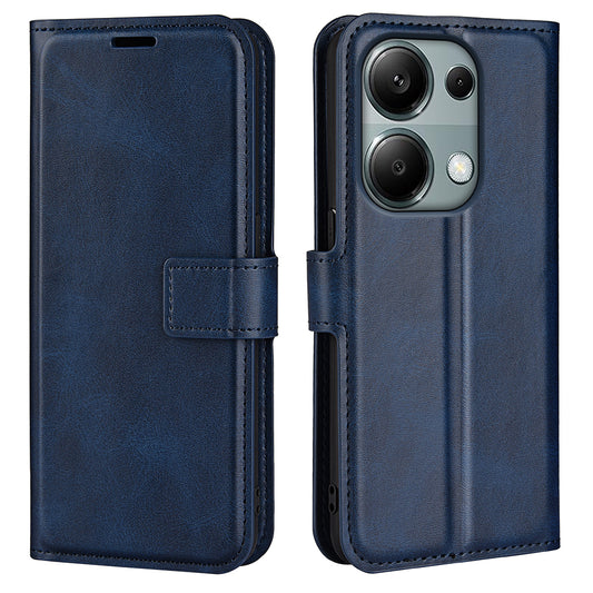 For Xiaomi Redmi Note 13 Pro 4G / Poco M6 Pro 4G Cover Magnetic Clasp PU Leather Folio Flip Phone Wallet Case - Blue