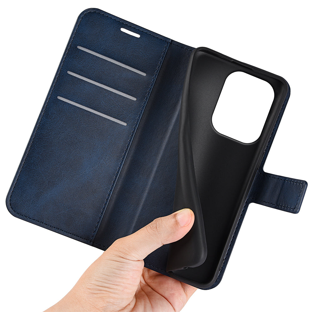 For Xiaomi Redmi Note 13 Pro 4G / Poco M6 Pro 4G Cover Magnetic Clasp PU Leather Folio Flip Phone Wallet Case - Blue