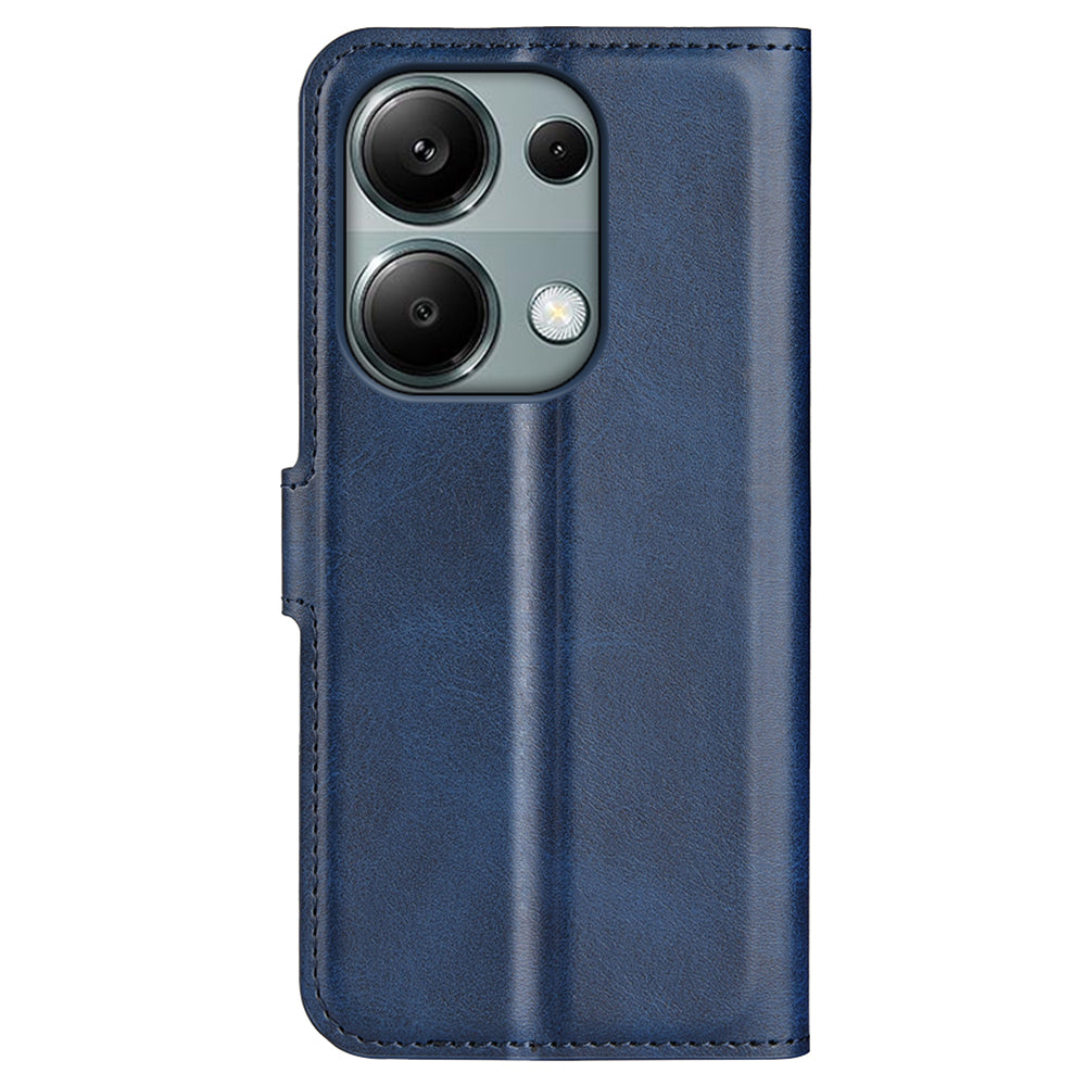 For Xiaomi Redmi Note 13 Pro 4G / Poco M6 Pro 4G Cover Magnetic Clasp PU Leather Folio Flip Phone Wallet Case - Blue