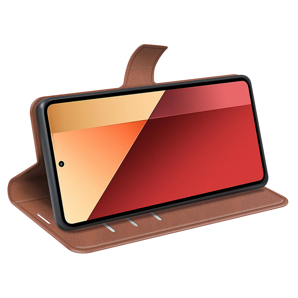 For Xiaomi Redmi Note 13 Pro 4G / Poco M6 Pro 4G Cover Magnetic Clasp PU Leather Folio Flip Phone Wallet Case - Light Brown