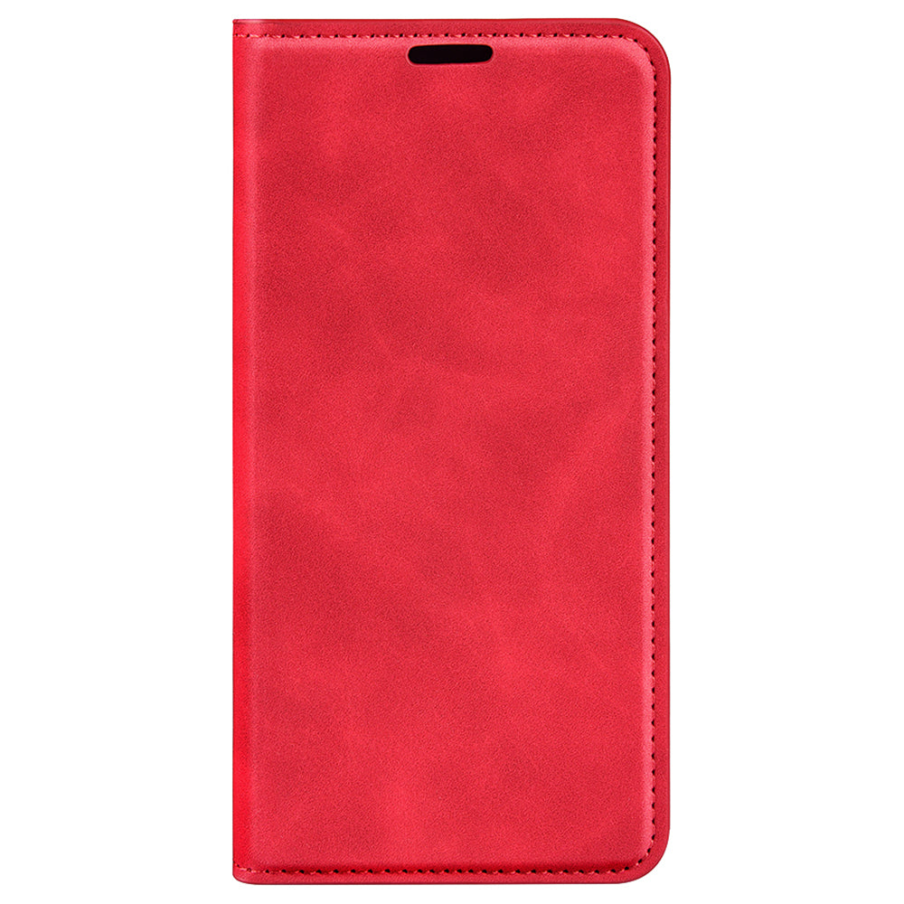 For Xiaomi Redmi Note 13 4G Leather Case Wallet Skin-touch Phone Cover - Red