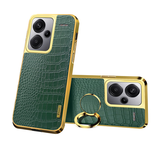 For Xiaomi Redmi Note 13 Pro+ 5G Case 6D Electroplating Ring Kickstand Anti-drop Cell Phone Cover - Green