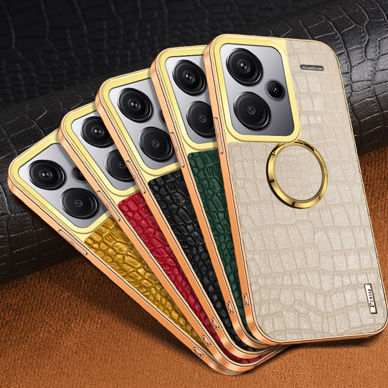 For Xiaomi Redmi Note 13 Pro+ 5G Case 6D Electroplating Ring Kickstand Anti-drop Cell Phone Cover - Red